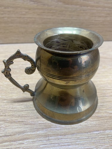 Vintage Brass Handled Candlestick Made In India Taper Candle Holder Heavy - Picture 3 of 5