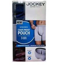 Men's Jockey Boxer Briefs Large 3 Pack Active Stretch Chafe Proof Pouch