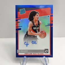 2020-21 Optic CJ Elleby Blue Rated Rookie Autograph 16/49 Blazers Jersey # Match