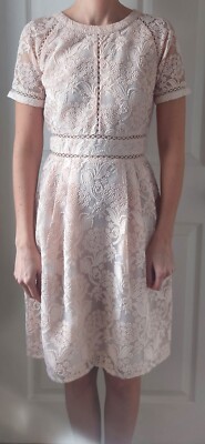 Lost Ink nude pink back-less short-sleeeved dress size small/8