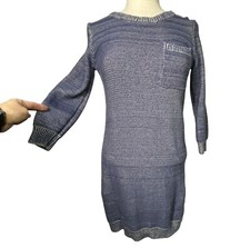 Madewell Wallace sweater dress chunky knit above knee, navy blue Small oversized