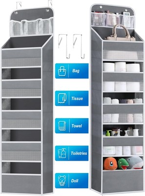 Over the Door Organizer - 6-Shelf Hanging Storage with 8 Large Pockets, 1 Pack