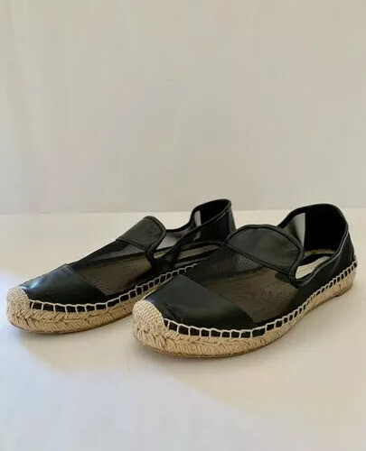 Stella McCartney Black Vegetarian Leather & Mesh Espadrilles Size 40 US 9.5/10 - Picture 1 of 11