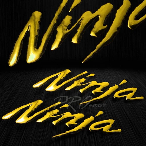Real Carbon Fiber Tank Pad+8"Logo Decal+Emblem Sticker for Ninja ZXR Chrome Gold - Foto 2 di 9
