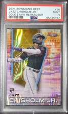 2021 Bowman's Best Rookies /75 Gold Lava Refractor #26 Jazz Chisholm RC SP PSA 9