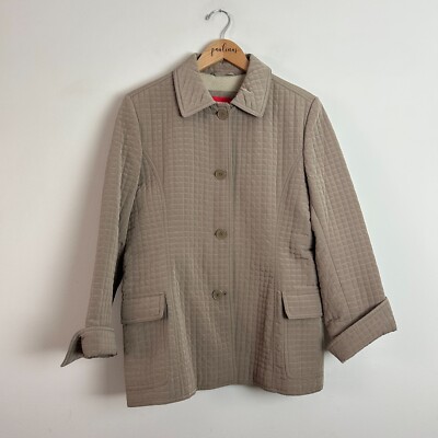 ESPRIT Womens Jacket Medium Light Brown Quilted Polar Fleece Lined Button M