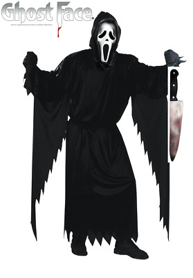 Mens Scream Costume Official Halloween Ghost Face Outfit + Bloody Butchers Knife