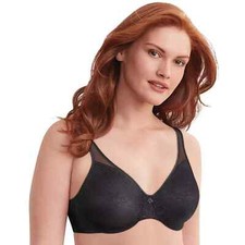 New Bali DF 3385 Passion for Comfort Black Lace Underwire Minimizer Bra Sz 36DD