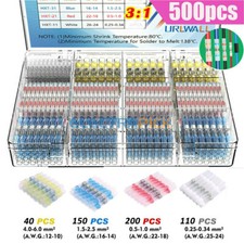 840/160X Heat Shrink Butt Terminals Solder Seal Sleeve Wire Tube Connectors Set