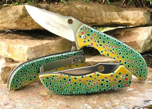 Graywolf Abstract Trout Pattern Folding Knife - 8" Overall Length - Picture 4 of 5