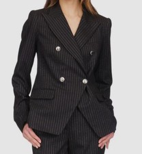 Michael Kors Women's Black Metallic Pinstripe Cutaway Blazer Jacket Size 4