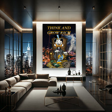 Tela Pop Art Colorata Dagobert Duck Dollar - Decorazione Parete Moderna