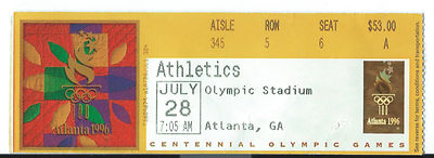 1996 Atlanta Olympic track and field ticket stub; United States high jump, 5,000