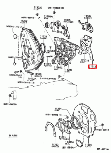 Genuine Hilux LN171 LN170 LN167 LN166 3L 5L 2L Timing Gear Cover Case Gasket - Picture 12 of 20
