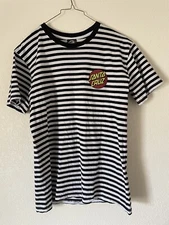 Santa Cruz Skate Boards Shirt Size M Black White Stripe Short Sleeve Logo