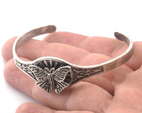 Luna Moth Sun Bracelet Cuff Antique silver (Nickel Lead Free plated ) brass 4895
