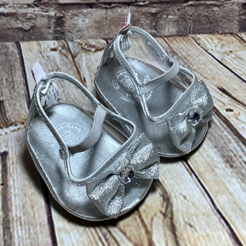 Build A Bear Workshop BABW Princess Heels Silver Clear Glitter Bow & Rhinestone