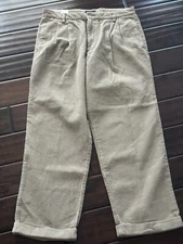 NWT DOCKERS Vintage Men's Lux Corduroy Pleated Cuffed Relaxed Pants 33x30 Tan
