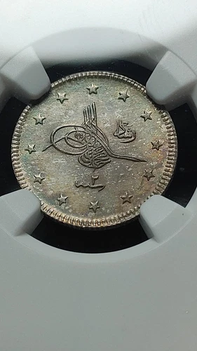 (1910) 1327 Year 2 Turkey 2 Kurush NGC UNC Details Cleaned   Great Toning   2385