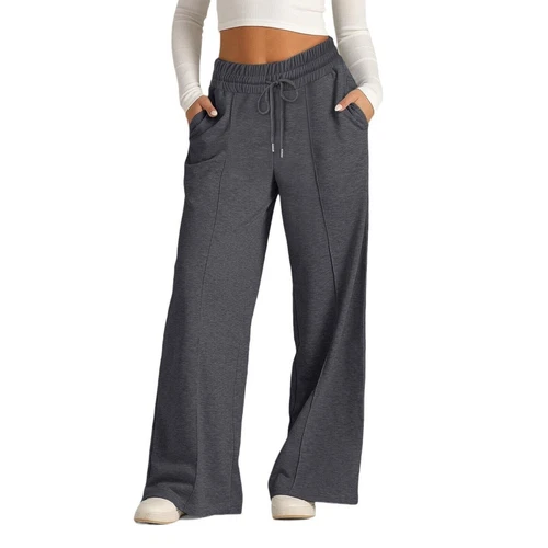 Damen Jogginghose mit weitem Bein Unterteil Freizeit Sport Jogging Hose - Bild 8 von 36
