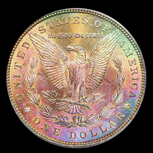 1880-S PCGS MS63 MORGAN $ AWESOME COLORFUL VIBRANT RAINBOW TONING (VIDEO}