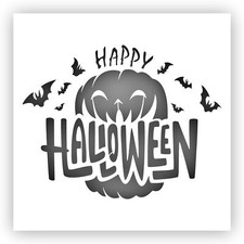 Happy Halloween Pumpkin Bats Stencil - Choose a Size - Laser-Cut Reusable