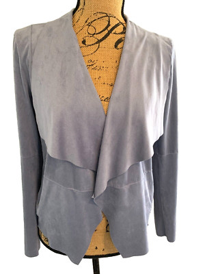 BAGATELLE Gray Faux Leather Drape Jacket Zip Pockets Women's Size Medium