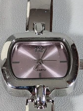 Silver Tone Rectangle Case Bar Style Link Bracelet Band Watch 6 Inch