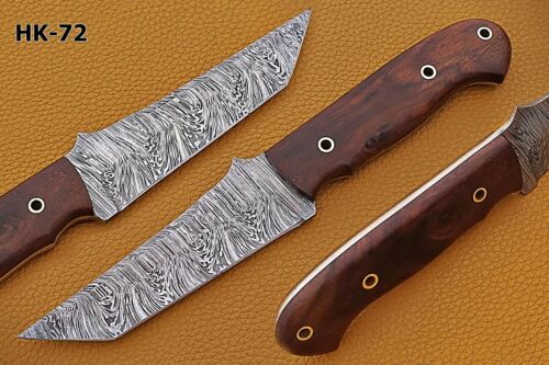 EDC Custom Handmade Hand Forged Damascus Steel Hunting Tanto Knife Full Tang - Picture 1 of 9