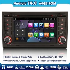 64GB 8-Core Android 14 Autoradio CarPlay DVD GPS Navigatore Per Audi A4 S4 SEAT