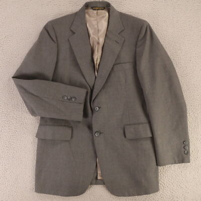 VINTAGE Hopsack Jacket M Gray Heather Wool Blend Blazer 1/4 Lined USA 40R