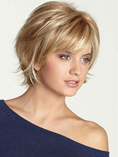 YXSHZ Kurzhaarperücke für Damen, blond, kurze Schicht, Naturhaar mit Pony, sy... - Bild 4 von 9