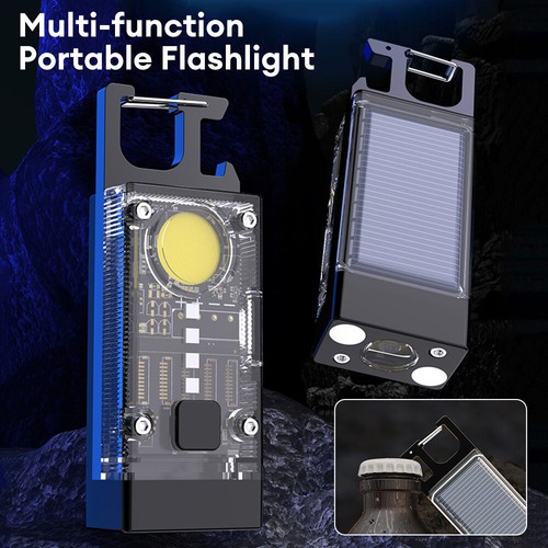 Solar Mini LED Flashlight COB Work Lamp Torch USB Rechargeable Keychain Light - Picture 3 of 19