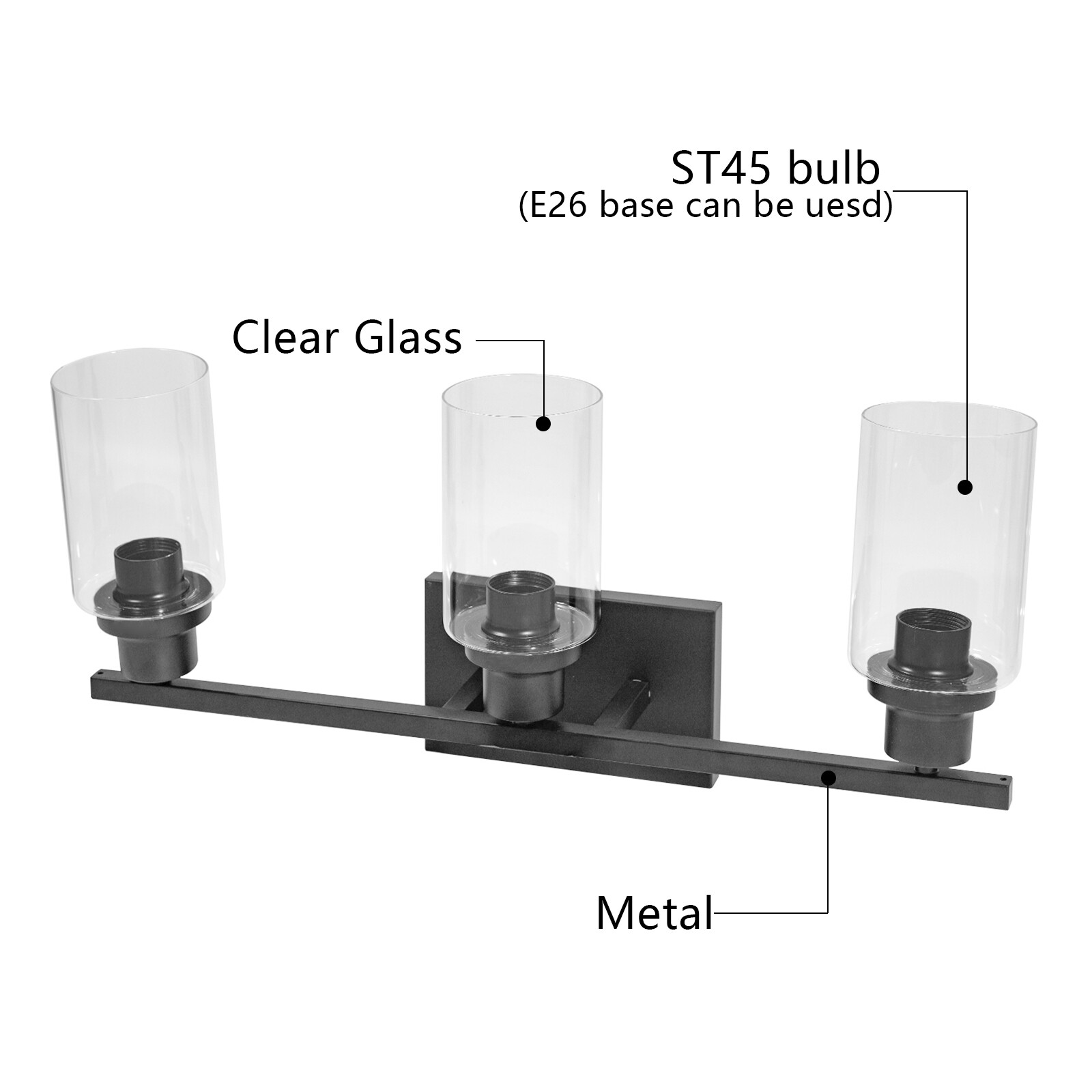 Industrial 2/3Lights Vanity Wall Light Sconce Bathroom Black Wall Light