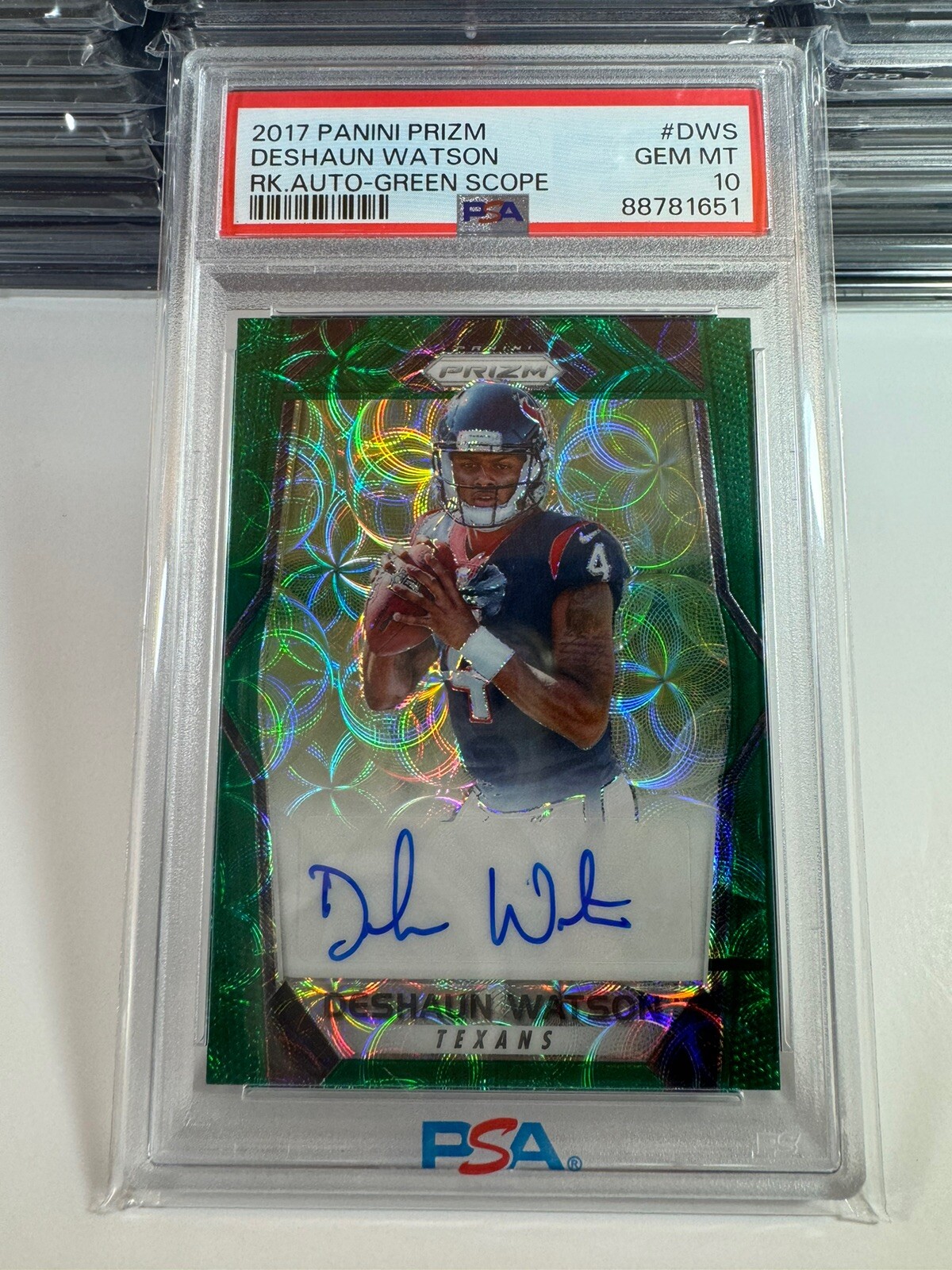 Deshaun Watson Panini Prizm Rookie Autographs #DWS Green Scope