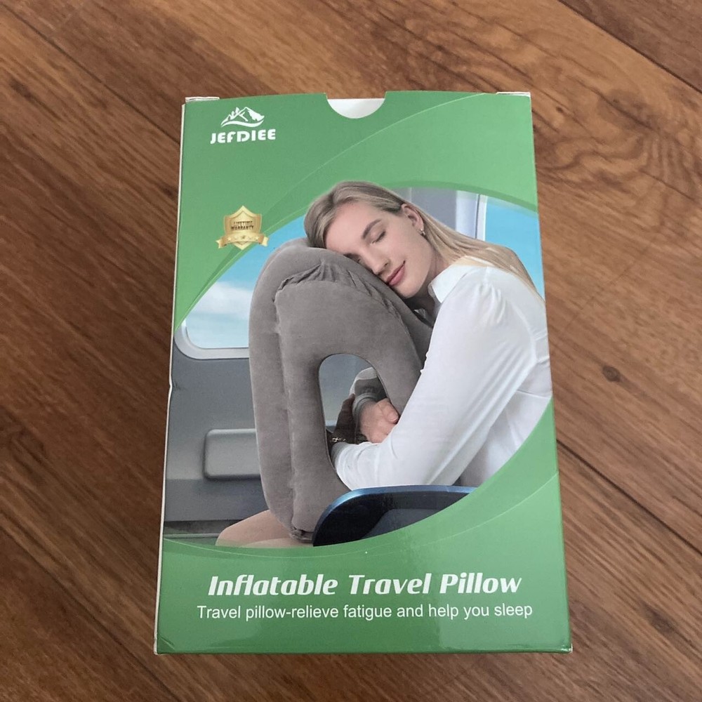 Inflatable Travel Neck Pillow for Head Support on Airplanes and Chi Comfort