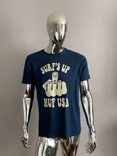 HUF Worldwide Men Dark Blue Graphic T-Shirt Size L