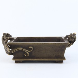 Antique Chinese Double Dragon Bronze Incense Burner Censer