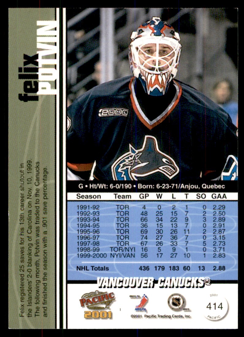 ちゃんひー⭐︎【美品】HANSON スキー ストックセット 150cm Felix Potvin 2001-02 Pacific #414 Vancouver Canucks | eBay