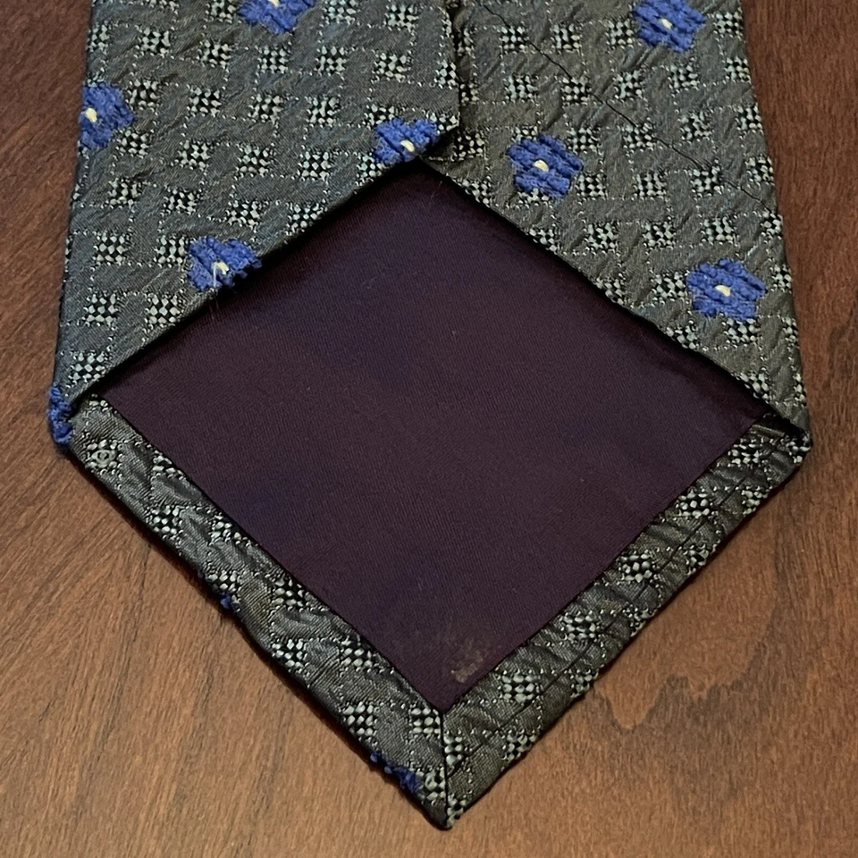 Vintage Structure Green Blue 52% Viscose 43% Silk Men’s Neck Tie Made In USA - Image 2 of 4