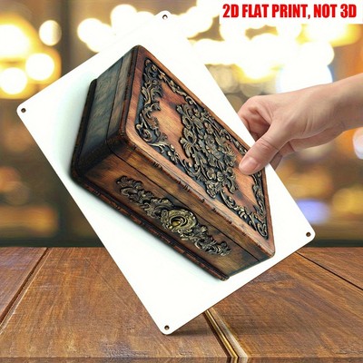 Vintage Carved Wooden Box Metal Poster - 2D Flat Print Home Wall Decor Tin Signs