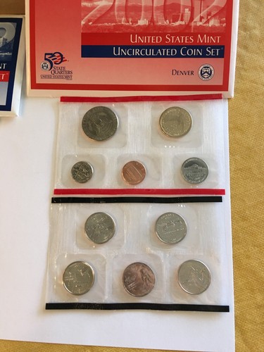 2002 P&D US Mint Set Sealed Unc with Envelopes & COAs 20 Coins Orig Box - Picture 4 of 8