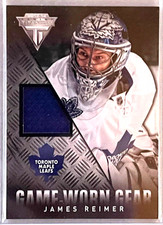 2013-14 PANINI TITANIUM JAMES REIMER #/99 GAME WORN GEAR TORONTO MAPLE LEAFS GU