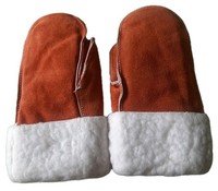 Ladies Brown Faux Suede and Sheepskin Mittens, One Size, Never Worn