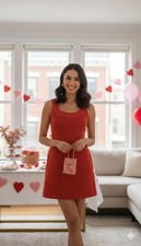 Maeve Anthropologie - Red Textured Cutout Mini Dress - 4