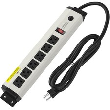 Power Strip Surge Protector 12 Gauge 20 Amp 6 Outlet 6 FT Cord - Heavy Duty