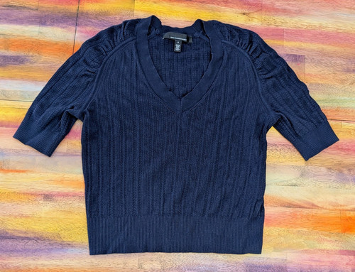⭐WHBM Damen Kaschmirmischung Pullover Bluse Oberteil Shirt Ellenbogenärmel gerafft blauXS - Bild 1 von 5