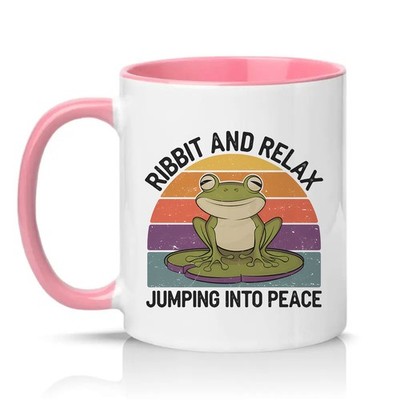 Ribbit And Relax Sprung in Unisex 11 Unzen Keramiktasse Frosch Liebhaber Tier Geschenk