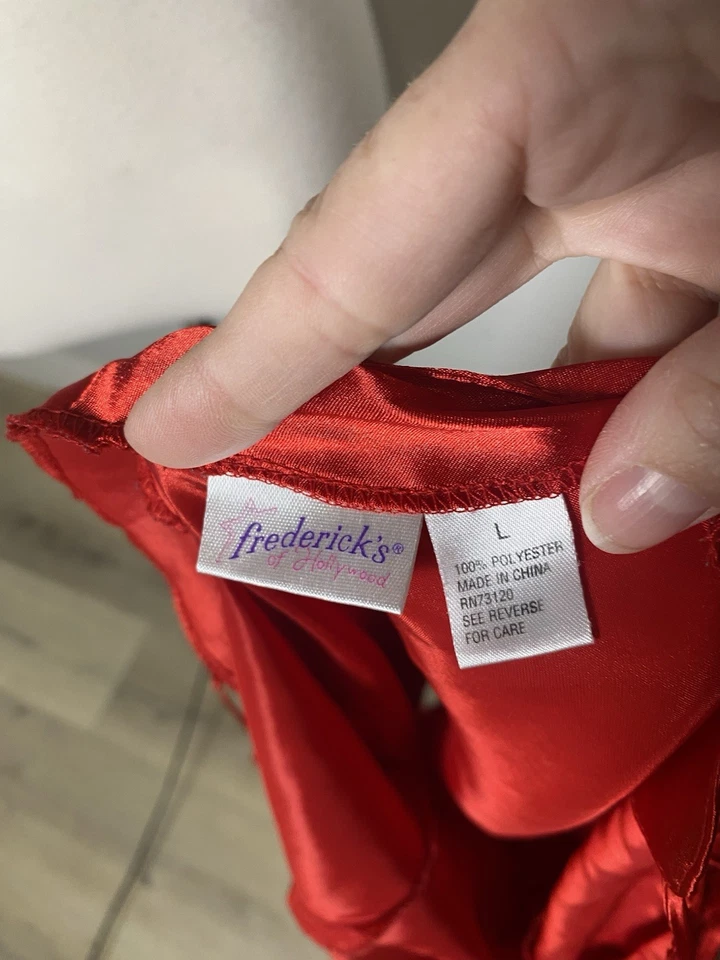 VTG 90’s Fredericks of Hollywood Women's Red Satin Nightgown Lingerie L Slip - Image 3 of 4