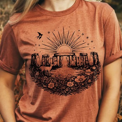 Summer Solstice Stonehenge Deer Festival Comfort Tee